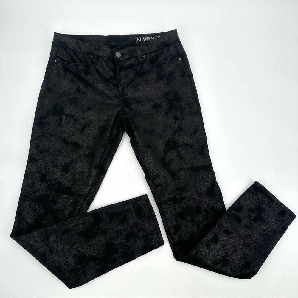 BLANK NYC Skinny Pants Womens 28 Black Textured Coated Rocker Goth Slim Leg